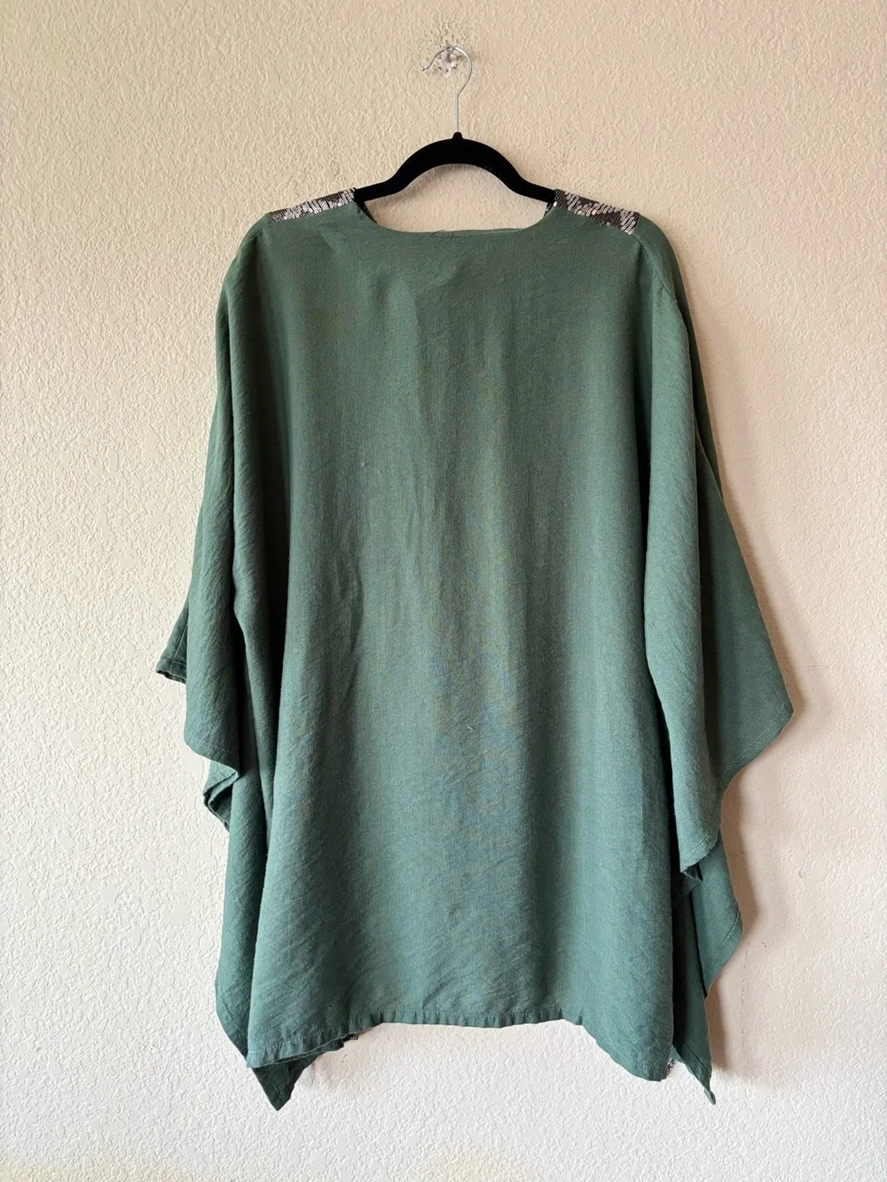 Zara Collection Sequin Chevron Caftan Tunic Poncho‎ Sage Green Oversized